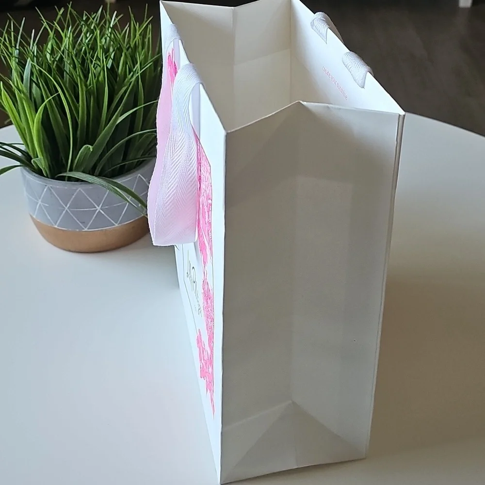 Lilly Pulitzer Pink and White Graphic Tote Gift Bag
